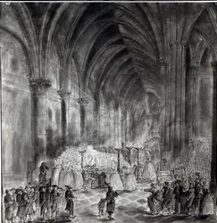 O funeral de Jean Paul Marat (1743-93) na capela do Club des Cordeliers, 16 de julho de 1793